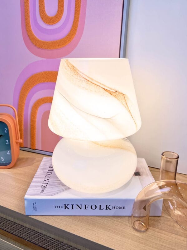 Urban Shop Brown Marble Glass Mushroom Lamp, 10" H x 7.5" W, Plug in - Image 4