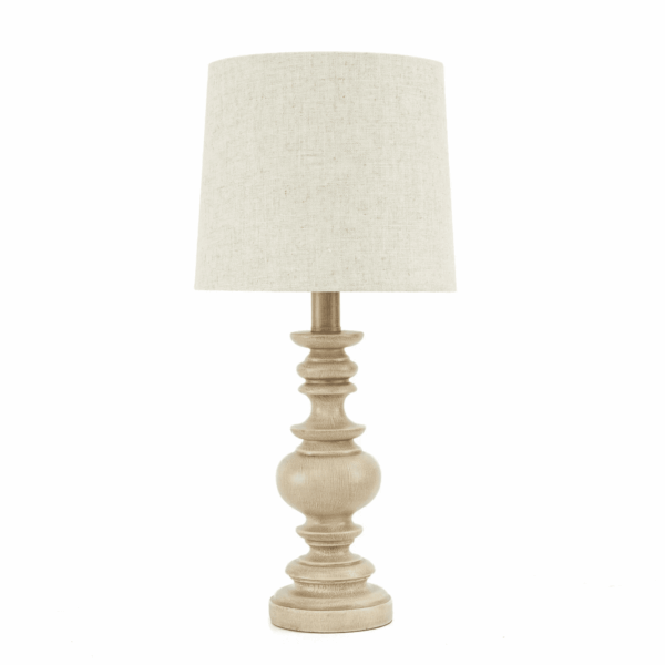 Mainstays 18.5" Traditional Washed Wood Table Lamp, Linen Shade - Image 3
