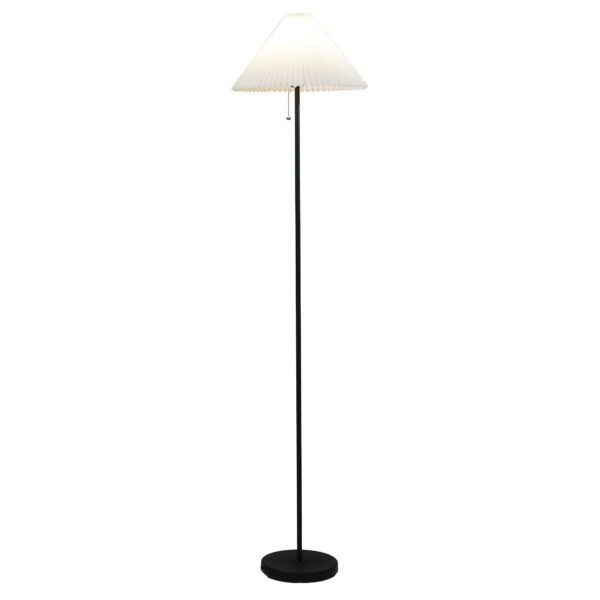 Mainstays 64" Contemporary Matte Black Metal Floor Lamp, with Pleated White Lampshade - Image 3