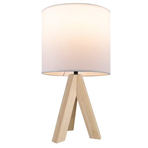 Mainstays Tripod Oak Table Lamp with Classic White Fabric Shade, 16.75"H, One Size - Image 7
