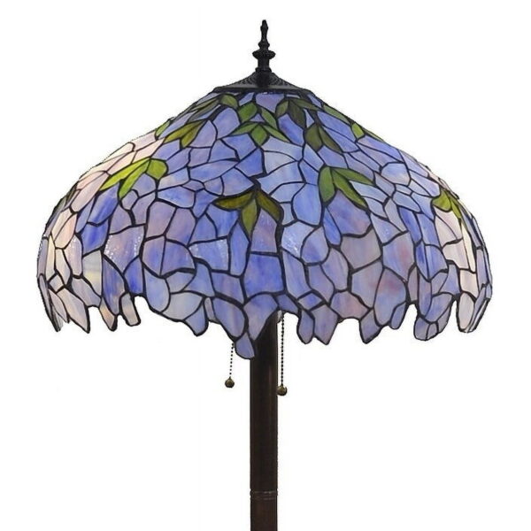 Warehouse of Tiffany Indigo 2-Light Tiffany-style Floor Lamp with Glass Glass Blue Patterned Shade - Image 2