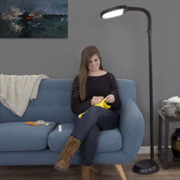 Lavish Home 73-inch Natural Sunlight Floor Lamp with Bendable Neck (Black) - Image 6