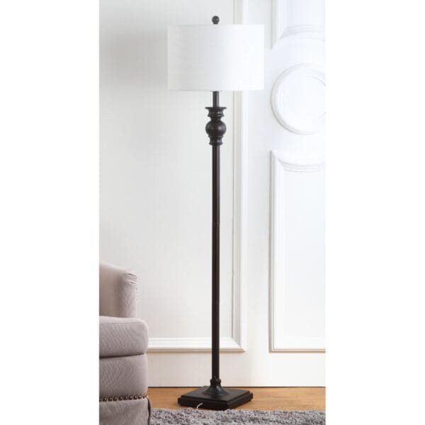 Safavieh Alphie 61 in. H Solid Floor Lamp, Ebony/Off-White Shade - Image 2
