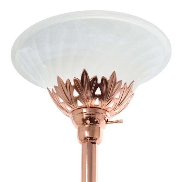 Elegant Designs 71" 3-Light Floor Lamp with White Scalloped Glass Shades, Rose Gold - Image 6