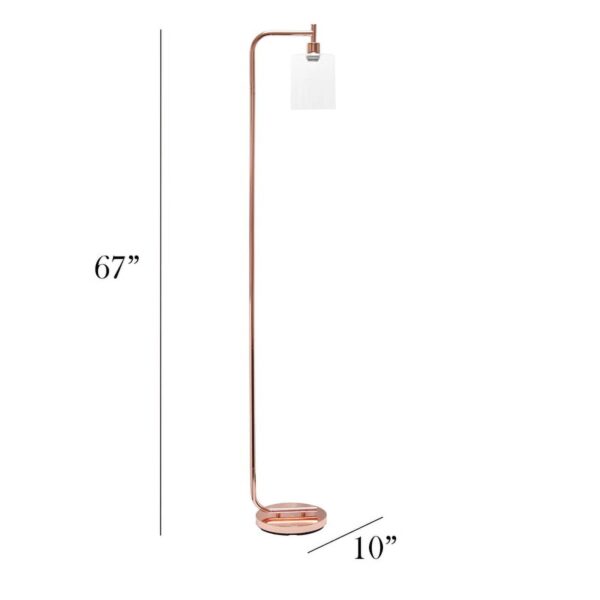Simple Designs Modern Iron Lantern Floor Lamp with Glass Shade, Rose Gold - Image 3