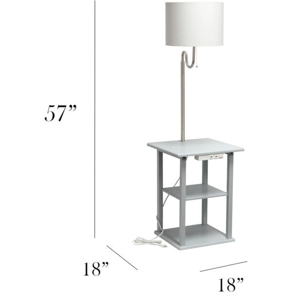 Simple Designs 57" Modern 2 Tier Floor Lamp with 2x USB 1x Outlet - Gray - Image 6