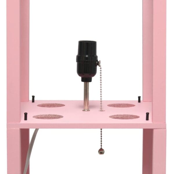 Simple Designs Wood Etagere Shelving Floor Lamp in Light Pink with Cream Shade - Image 6