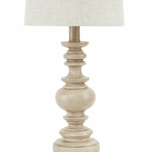 Mainstays 18.5" Traditional Washed Wood Table Lamp, Linen Shade - Image 5