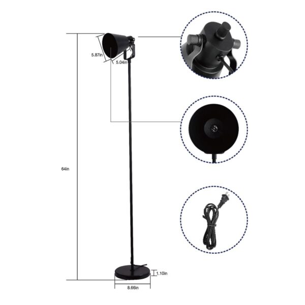 (3 pack) Mainstays Modern 64" Floor Lamp with Adjustable Head, Teen & Twen & Adult, Black - Image 6