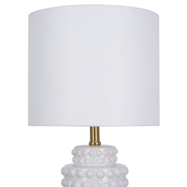 My Texas House Hob-Nail Ceramic Table Lamp - White, Brass - Image 2