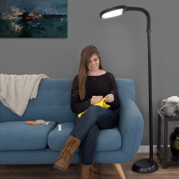 Lavish Home 73-inch Natural Sunlight Floor Lamp with Bendable Neck (Black) - Image 6