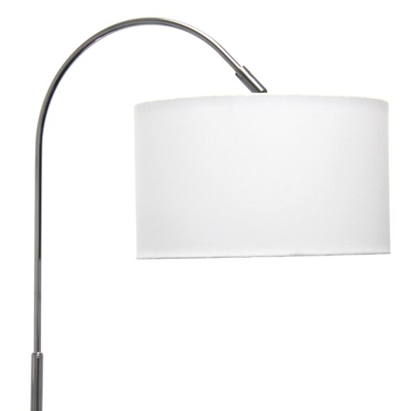 Simple Designs 66" Arched Brushed Nickel Floor Lamp with Drum Fabric Shade, White - Image 6