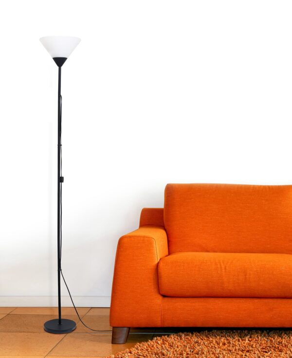 Simple Designs 70" 1-Light Stick Torchiere Floor Lamp, Silve - Image 4