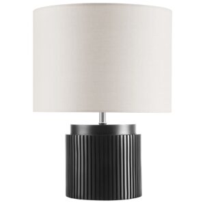 Beautiful by Drew Barrymore 14" Black Faux Ribbed Wood Table Lamps