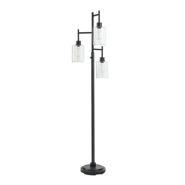 Better Homes & Gardens 63.5 in 3 Light Contemporary Black Floor Lamp Clear Glass