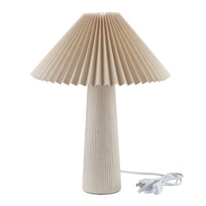 Home Decor Collection 18"in Ribbed Ceramic Table Lamp with Ivory Pleated Shade