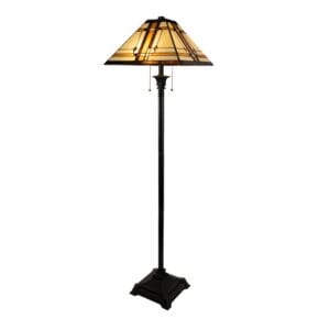 Lavish Home 61” Tiffany Style Floor Lamp with Mission Design Art Glass Shade