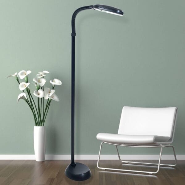Lavish Home 73-inch Natural Sunlight Floor Lamp with Bendable Neck (Black)