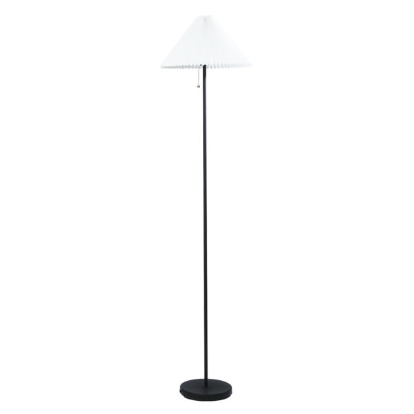 Mainstays 64" Contemporary Matte Black Metal Floor Lamp, with Pleated White Lampshade