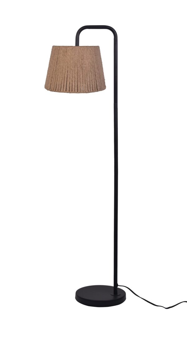 Mainstays Black Metal Floor Lamp with Rope Shade, Transitional Styling, Ideal for Office and Dorms, New