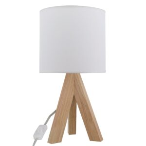 Mainstays Tripod Oak Table Lamp with Classic White Fabric Shade, 16.75"H, One Size