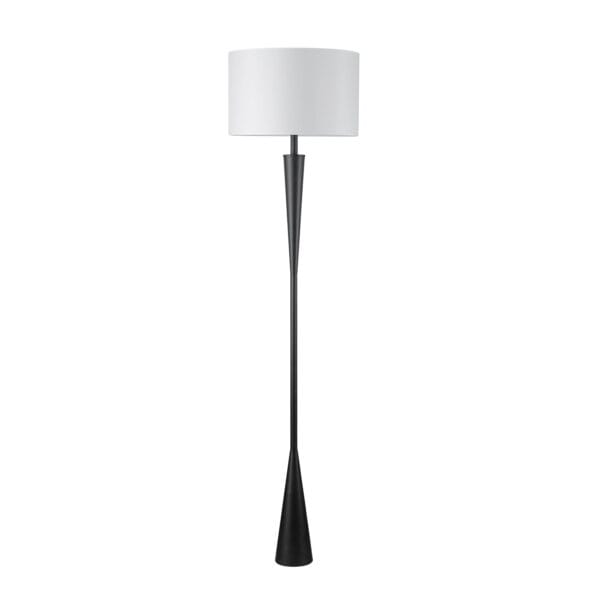 Novogratz x Globe 70" Matte Black Floor Lamp with White Fabric Shade