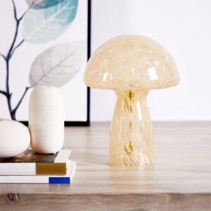 Urban Shop Novelty Glass Mushroom Lamp, Orange Tortoise, 12" H, Plug-in