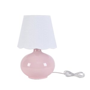 Your Zone Kids 16" Pink Ceramic Table Lamp with Scallop Shade