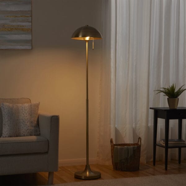 Better Homes & Gardens 62" Modern Pull-chain Brass Floor Lamp with Brass Dome - Image 3