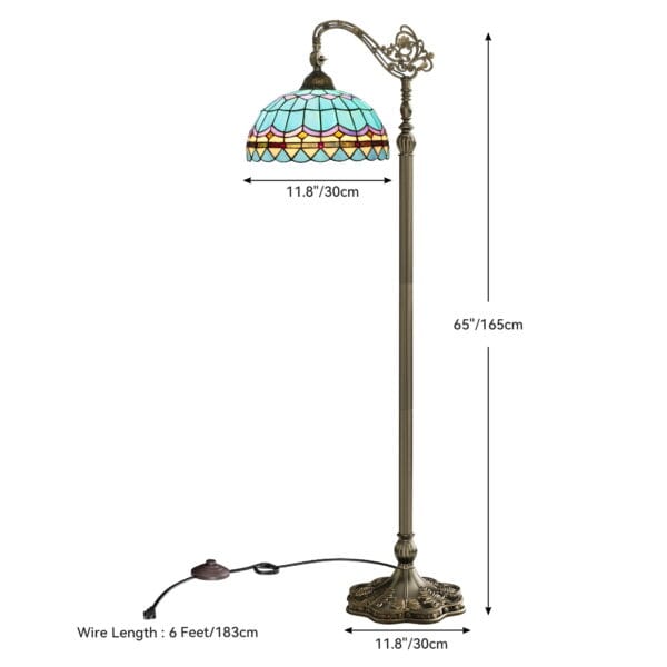 Uforic Tiffany Floor Lamp with Stained Glass Shade, Flexible Gooseneck and Foot Switch for Bedroom (Bulb Excluded) - Image 6
