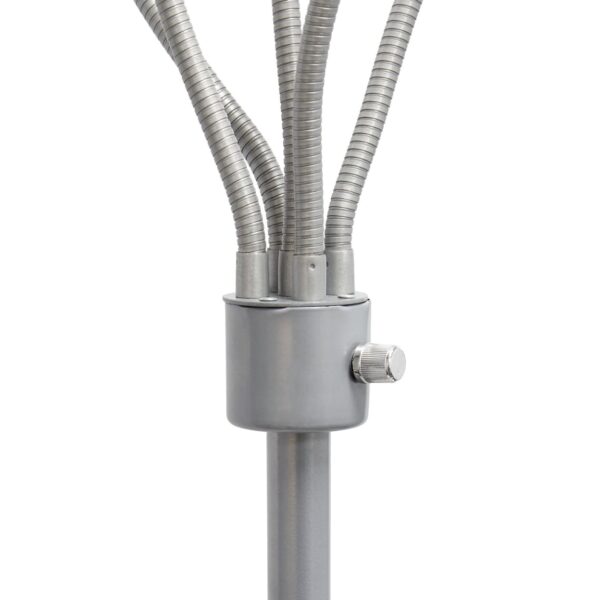 5 Light Adjustable Gooseneck White Floor Lamp with Gray Shades - Image 6