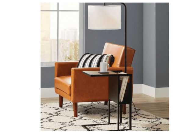 (2 pack) Better Homes & Gardens Brand Matte Black Floor Lamp with Magazine Rack - Image 3