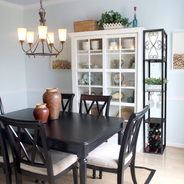 Simple Designs 62.5" 3-Shelf Etagere Storage & Wine Rack Floor Lamp with LED Bulb, Black - Image 5