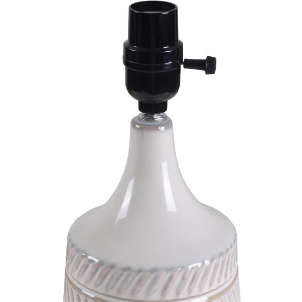 Better Homes & Gardens White and Beige Etched Ceramic Table Lamp with Shade 17"H - Image 5