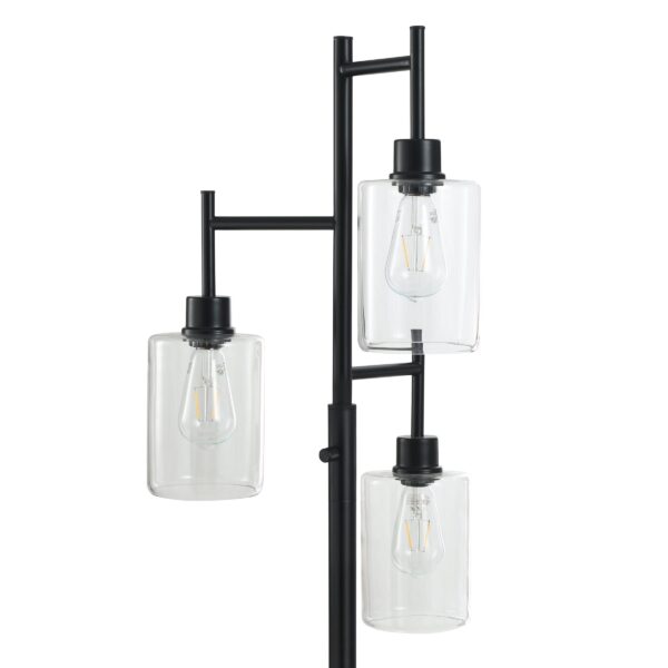 Better Homes & Gardens 63.5 in 3 Light Contemporary Black Floor Lamp Clear Glass - Image 5