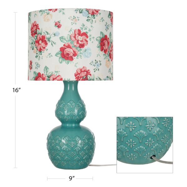 The Pioneer Woman Vintage Floral Table Lamp, Green Finish - Image 2