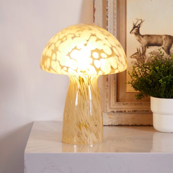 Urban Shop Novelty Glass Mushroom Lamp, Orange Tortoise, 12" H, Plug-in - Image 3