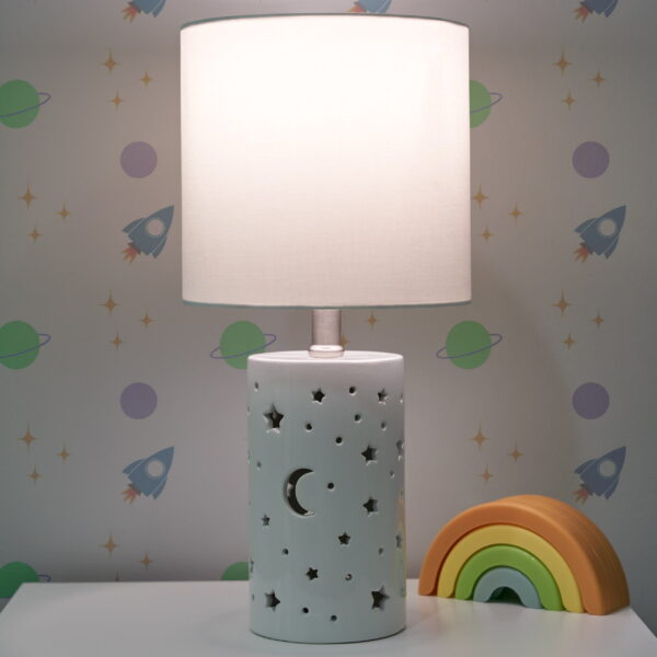Your Zone Nightlight Table Lamp with White Shade, 8.5"L x 8.5"W x 17"H, Stars and Space-Themed Design - Image 2