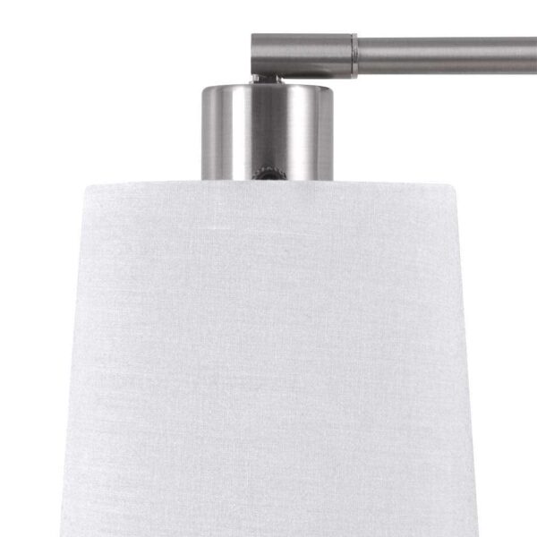 Modern Better Homes & Gardens Brushed Nickel Desk Lamp with Fabric Shade and AC Outlet, All Ages - Image 3