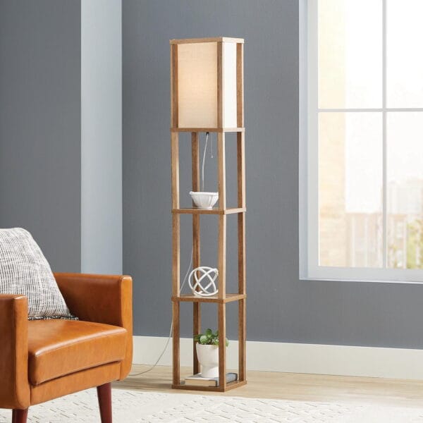 (2 pack) Better Homes & Gardens 62.25" Modern Pull Chain Weathered Floor Lamp with Natural Square Shade - Image 3