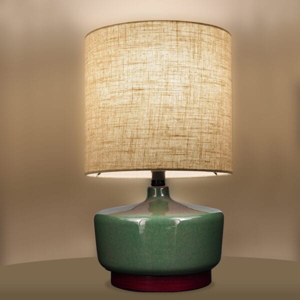 Better Homes & Gardens 17" Tall Modern Mid-Century Ceramic Table Lamp with Wood Base - Image 7