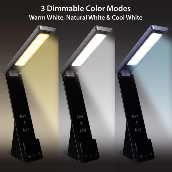Mainstays 10.9' 5-in-1 LED Dimmable Wireless Charging Foldable Hinge Desk Lamp - Image 6