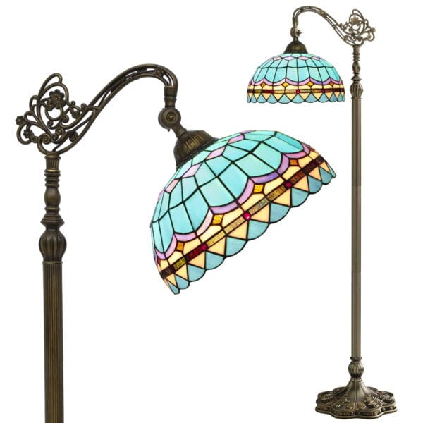 Uforic Tiffany Floor Lamp with Stained Glass Shade, Flexible Gooseneck and Foot Switch for Bedroom (Bulb Excluded) - Image 5