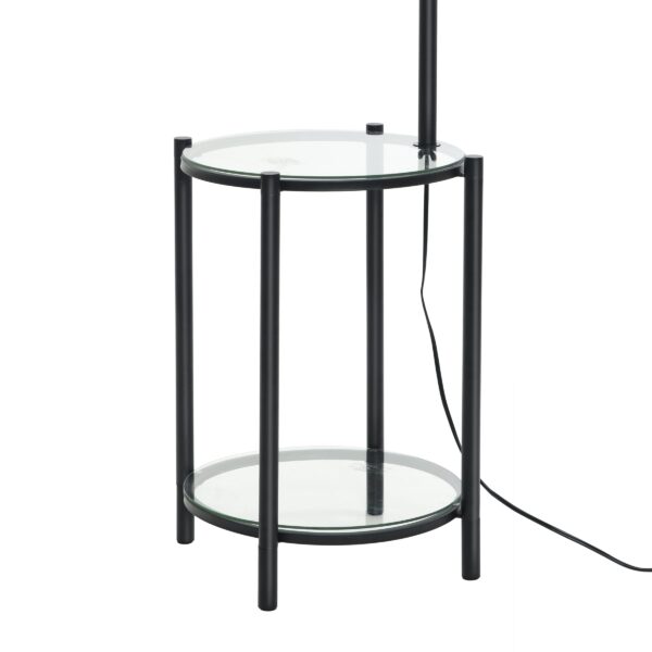 Mainstays Glass End Table Floor Lamp with White Shade, Matte Black, 17"L x 17"W x 54"H - Image 6
