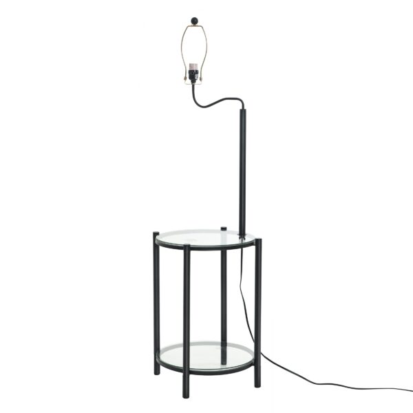 Mainstays Glass End Table Floor Lamp with White Shade, Matte Black, 17"L x 17"W x 54"H - Image 4