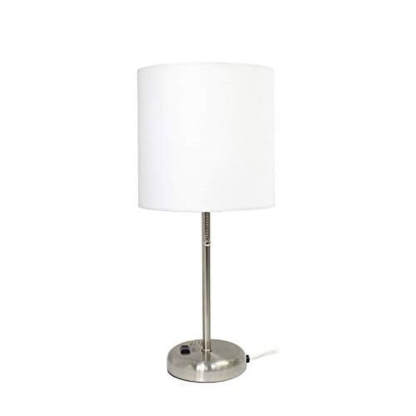Limelights Stick Lamp with Charging Outlet and Fabric Shade, White - Image 3