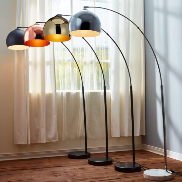 Teamson Home Arquer 66.93" Arc Floor Lamp with Faux Marble Base - Image 3