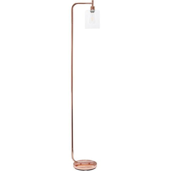 Simple Designs Modern Iron Lantern Floor Lamp with Glass Shade, Rose Gold - Image 2