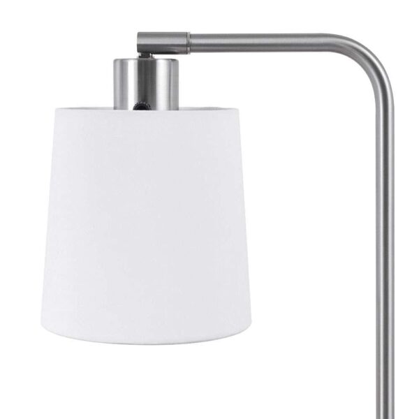 Modern Better Homes & Gardens Brushed Nickel Desk Lamp with Fabric Shade and AC Outlet, All Ages - Image 4