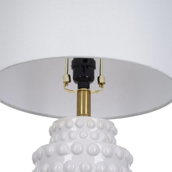My Texas House Hob-Nail Ceramic Table Lamp - White, Brass - Image 5